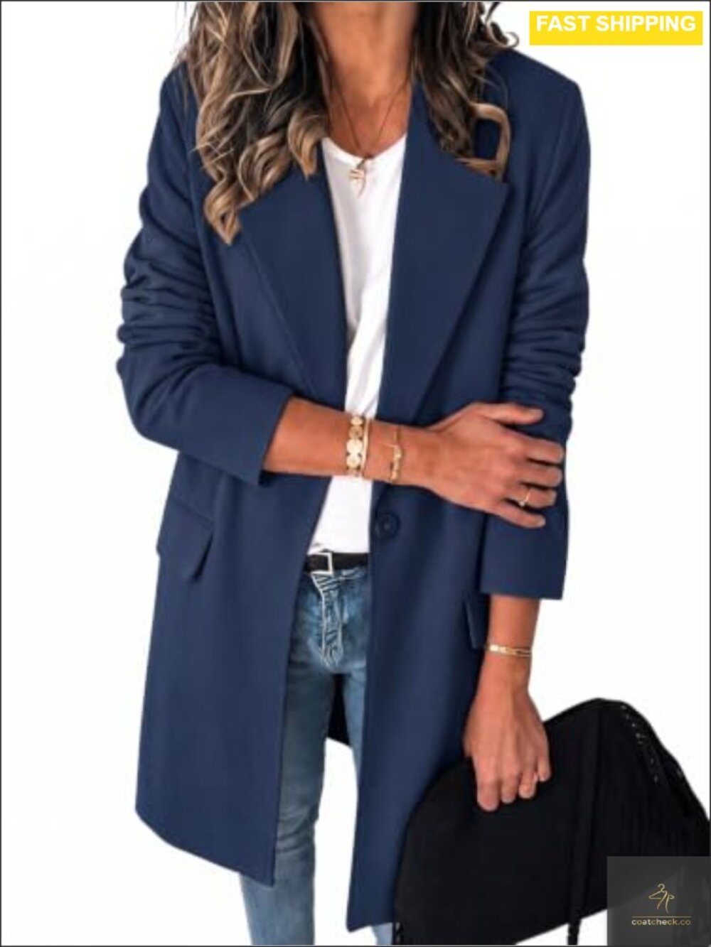 Womens Long Blazer Business Casual Open Front Lapel Suit Jacket
